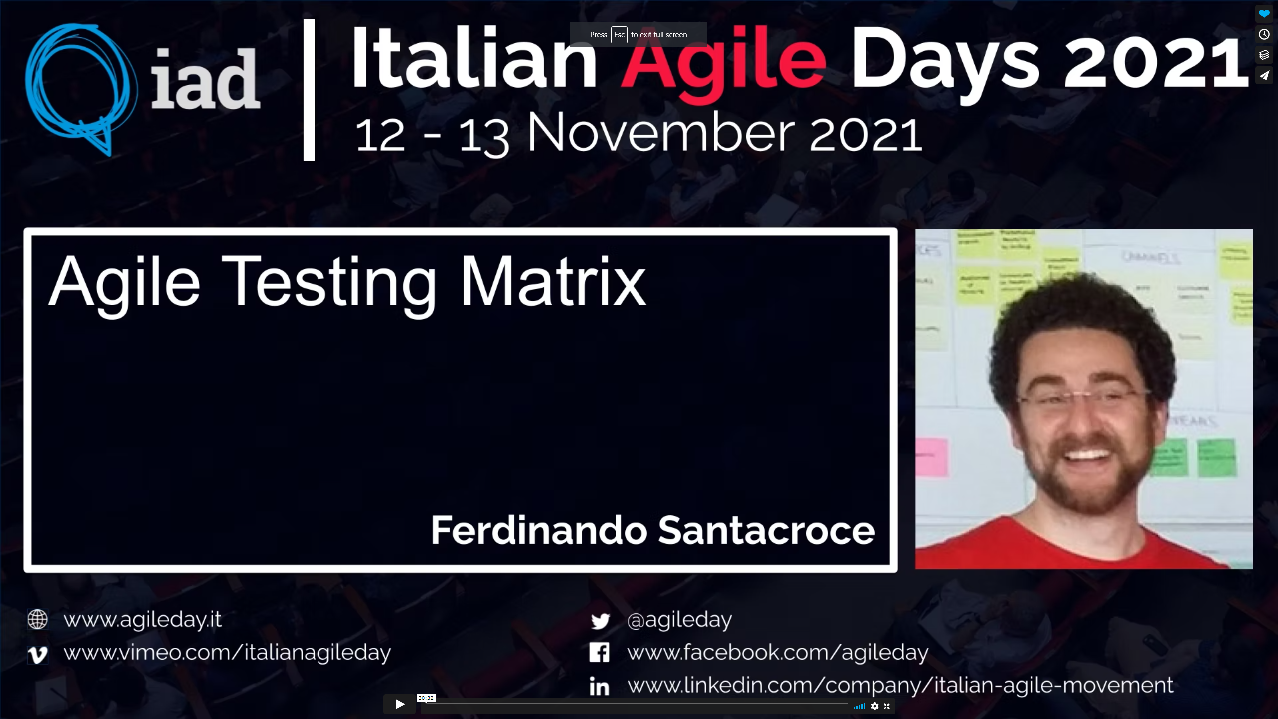 Italian Agile Days 2021 - Agile Testing Matrix - Ferdinando Santacroce